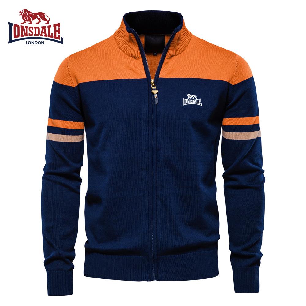 Lonsdale Вышитый осенне-зимний новый вязаный кардиган мужской свитер на молнии вязаный свитер модный тренд мужская одежда M