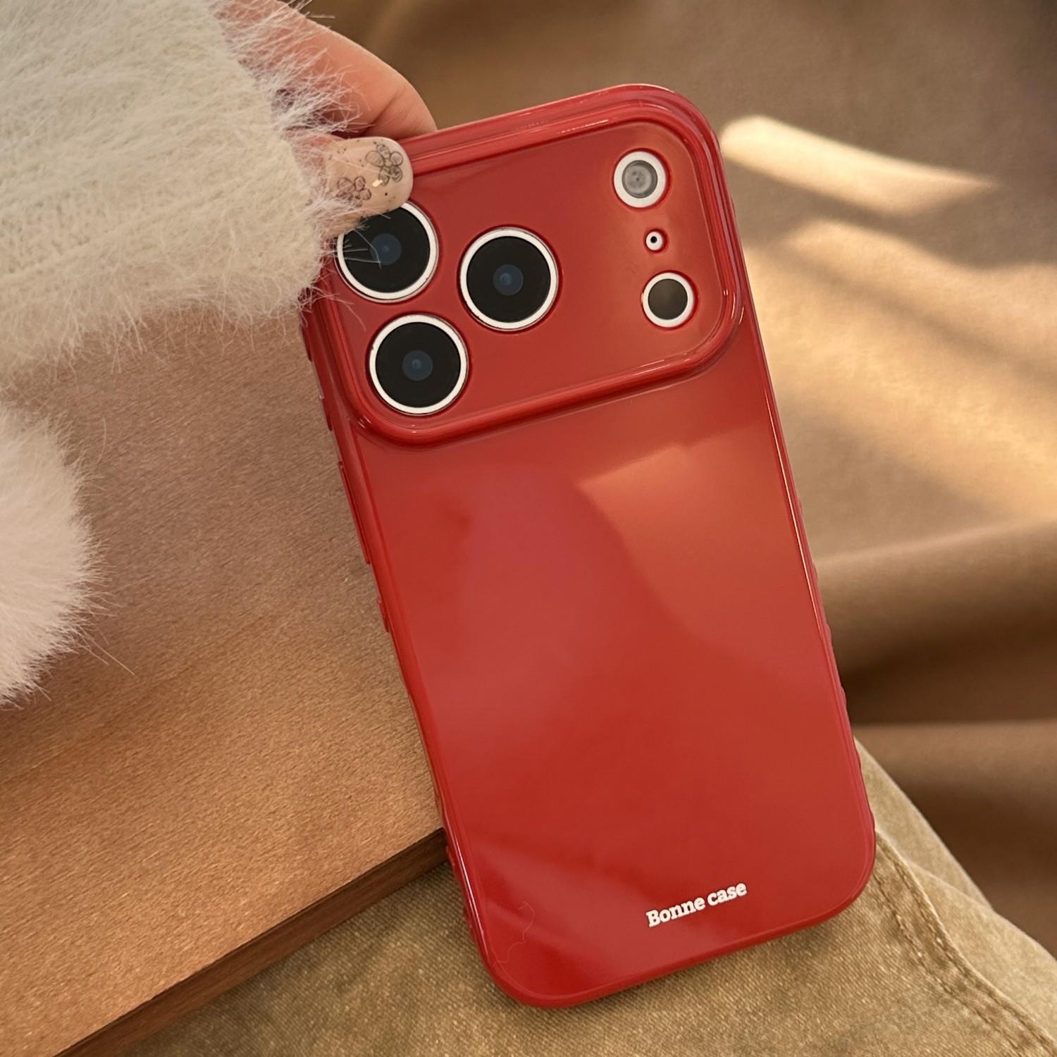 

Cute Star Pop Socket Red Glossy Phone Case for iPhone, Sweet Polka Dot Protective Cover 11