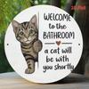 Tin Sign  Welcome To The Bathroom Cat Metal Plaque Wall Decor Vintage Funny Home Office Bar Man Cave Wall Art