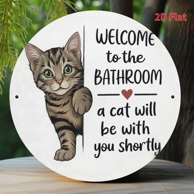 Tin Sign Welcome To The Bathroom Cat Metal Plaque Wall Decor Vintage Funny Home Office Bar Man Cave Wall Art