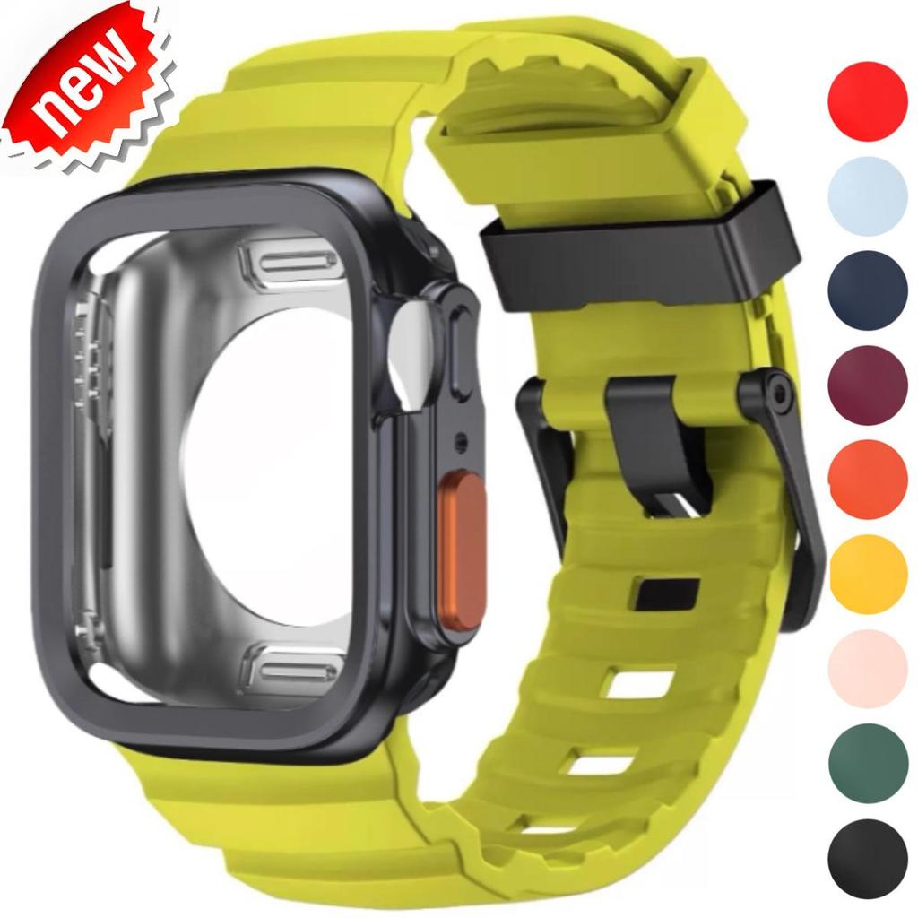 Silikonband + TPU-Hülle für Apple Watch 11 10 46mm Ultra 3 2 49mm SE3 SE2 44mm 45mm Armband für iWatch 11 10 9 Ultra 8 7 SE 6 5 4