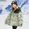 Children's Winter Down Cotton Jacket Middle and Large Children Thickened Winter Tie-dye Jacket