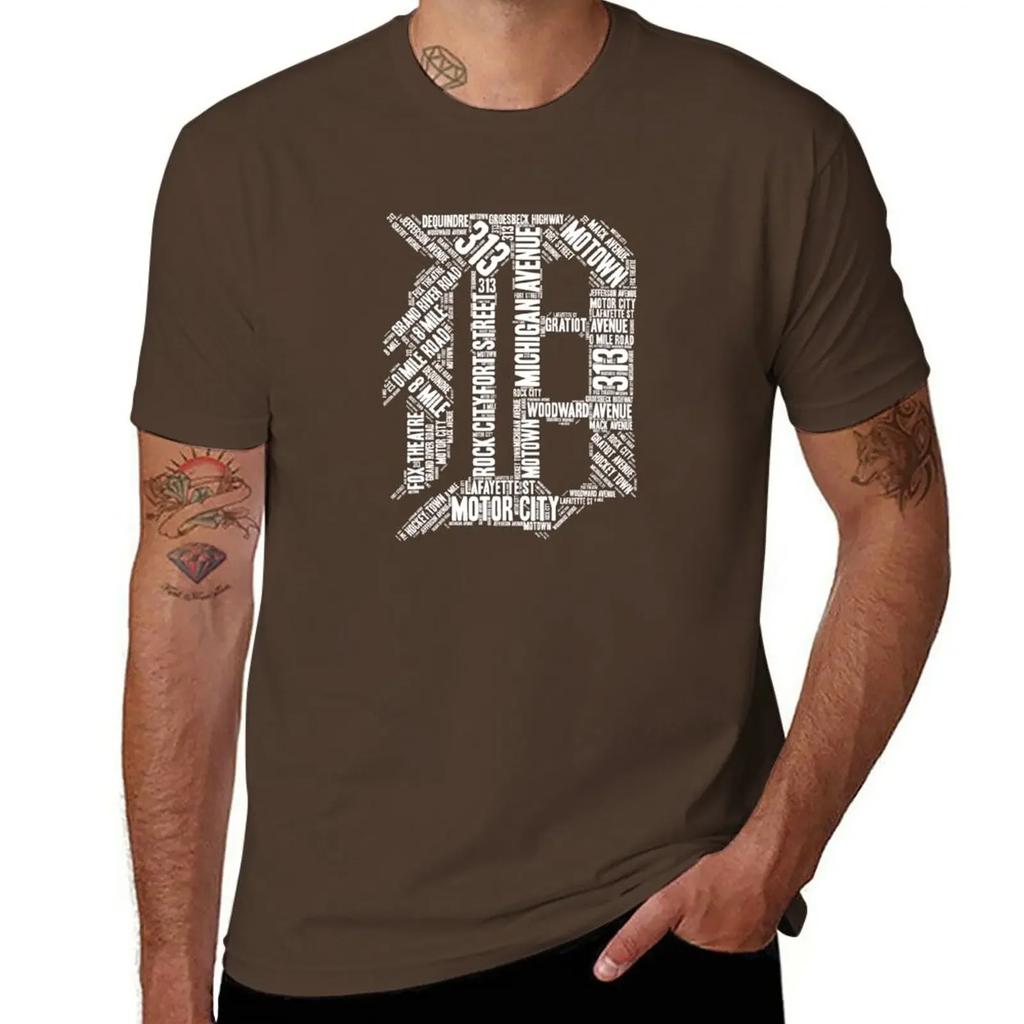 Love Detroit D with Street Names D Outline Shirt T-Shirt sweat Aesthetic clothing t shirts for men graphic