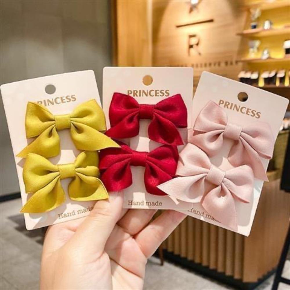 2 Pcs Bow Hair Clip Elegant Flower Hair Clips For Kids Ladies Set Hairpin Hair Accessories Korean Style Bair Accessories