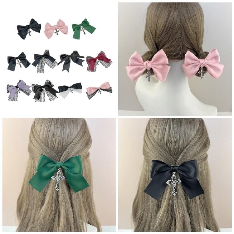 Schleifen-Haarspangen Goth-Schleifen-Haarspangen Entenschnabel-Haarspangen für Mädchen und Frauen