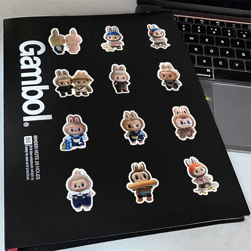 60Pcs Labubu Monster Cartoon Waterproof Stickers Pack Cute Water Bottle Laptop Skateboard Scrapbook Anime Accessories