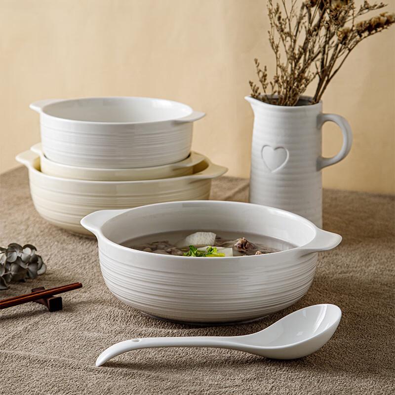 Deouxingguang Ceramic Double-Handled Soup Bowl