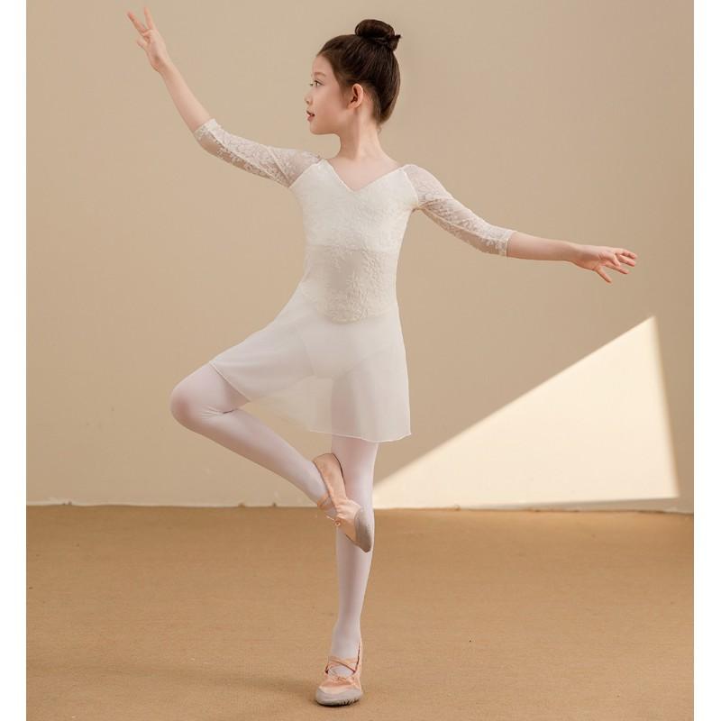 Girls Ballet Leotard With Skirt Kids Chinese Dance Practice Wear Winter