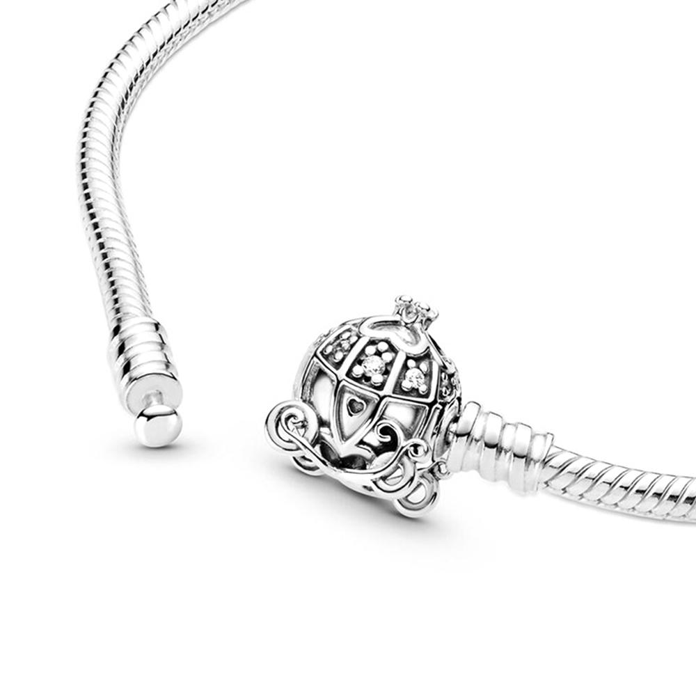 Original  Silver Cinderella Pumpkin Coach Clasp Bracelet for Women Birthday Jewelry Gift Fashion Brand DIY Bracelets