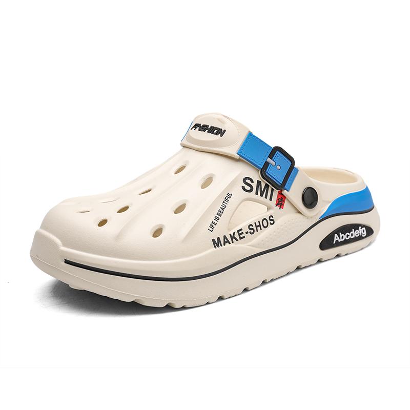 2025 Summer Slippers Men Clogs Non-slip Thick-soled Casual Shoes Outerwear Beach Soft-soled Baotou Slippers Men's Sandals