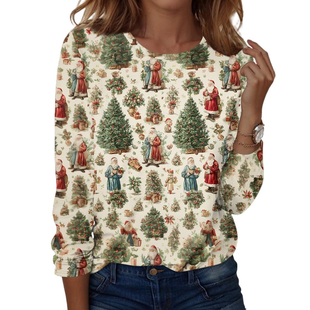 Dámská móda Ležérní H Potisk V-výstřih Dlouhý rukáv Ozdobné knoflíky Tričko Topy