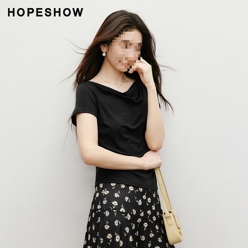 Hongxiu Women s Asymmetrical One-Shoulder White Tencel Top - Summer 2025 Collection Medium