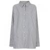 Shop   Women Big Size overSized Collar Neck Stripe Shirt Ntt Wbl 20578 Black
