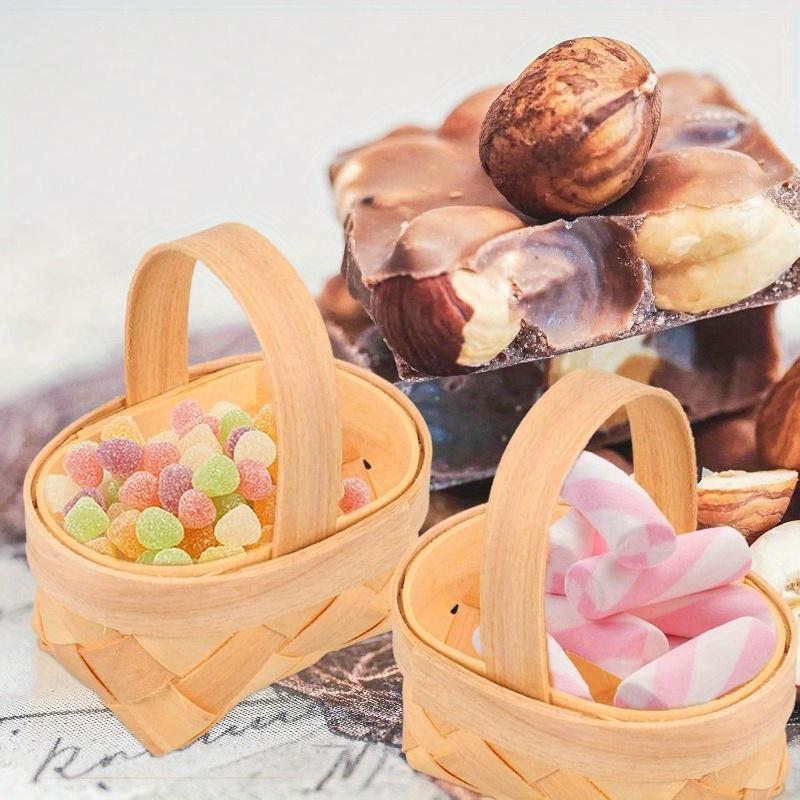WTEMPO Kleine geflochtene Körbe aus Holz, perfekt zum Aufbewahren von Süßigkeiten oder als dekorative Körbe in einem Puppenhaus