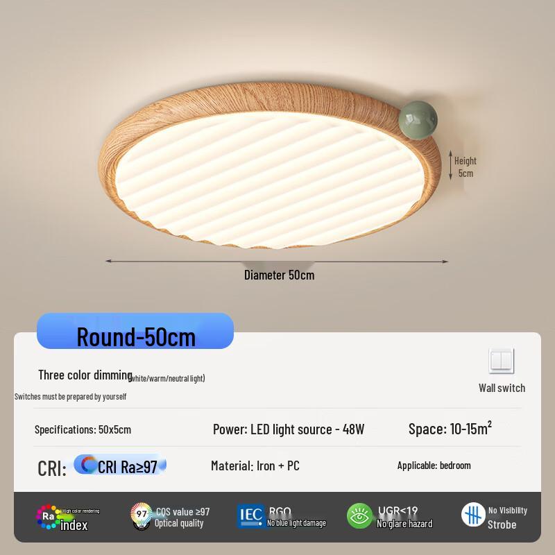 oeny Vintage Log Wood Dimmable LED Ceiling Light