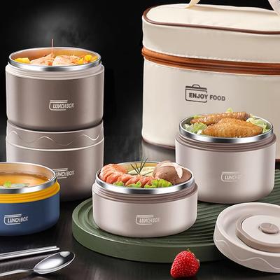 Isolierte Lunchbox aus 304 Edelstahl mit Aufbewahrungstasche Tragbare doppelwandige Lunchbox mit Deckel Büro Student Dichte Lunchbox