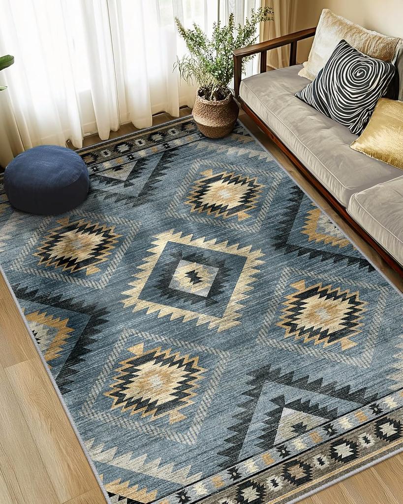 VIKANA Vintage Bohemian Carpet Living Room Sofa Wear-Resistant Floor Mat Bedroom Soiled Floor Mat Home Decoration