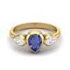 Pear Shape Tanzanite Gemstone Gold Plated 925 Sterling Silver Ring