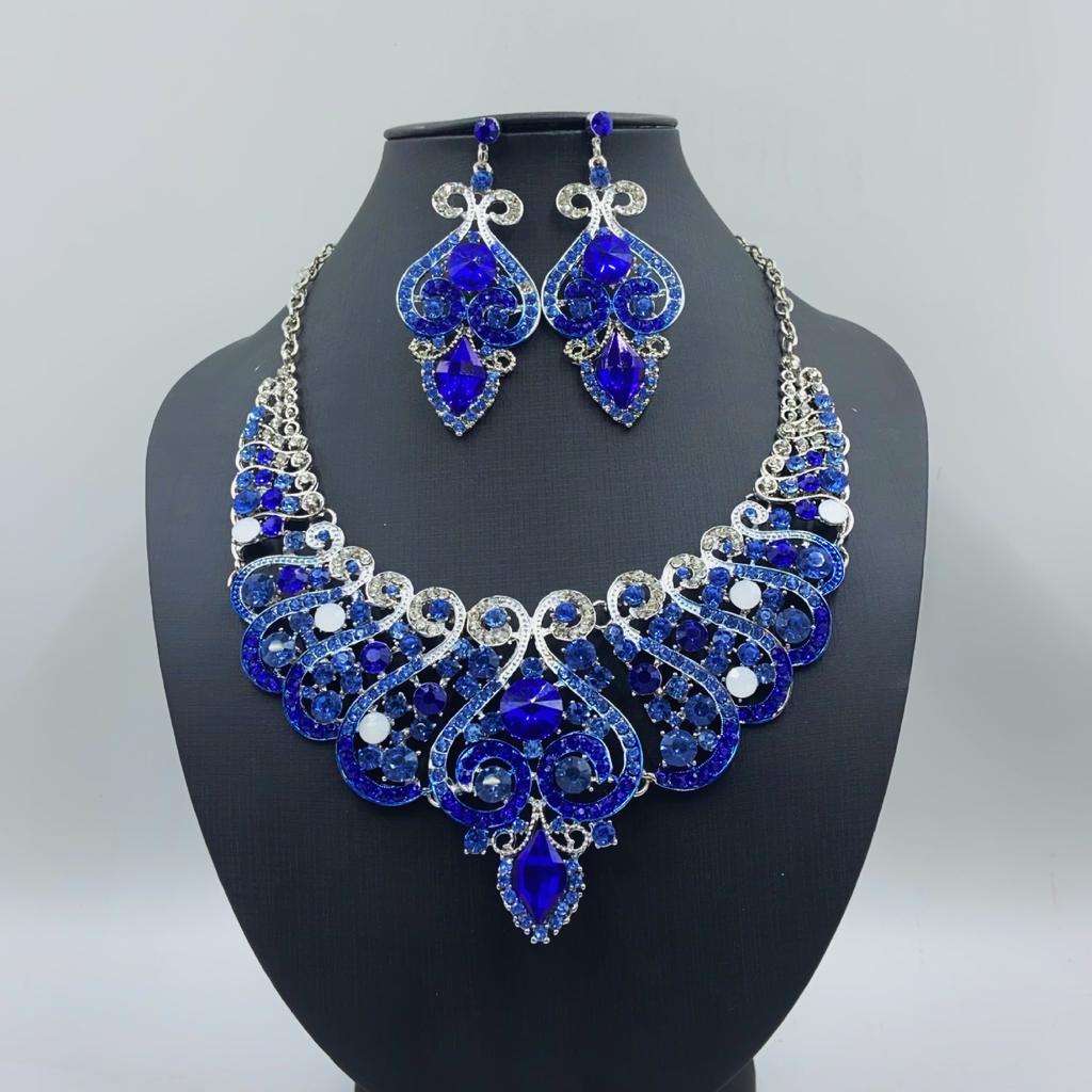 Collarbone Necklace Earrings Set Dress Party Bride Women's Jewelry Accessories