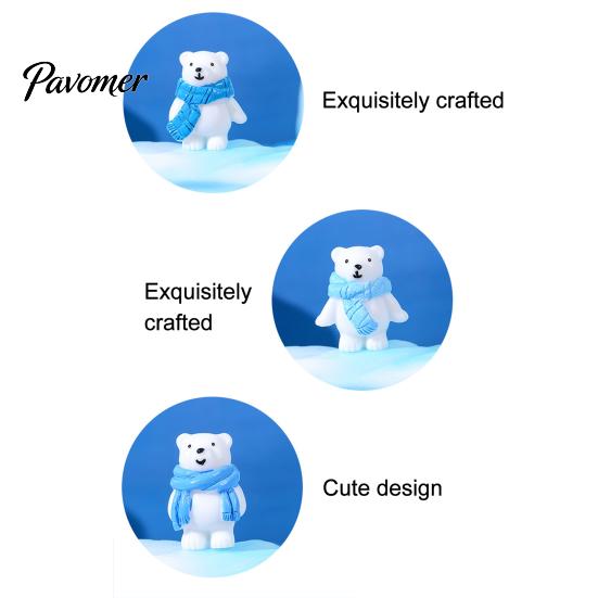 Small Waterproof Resin Crafts 4Pcs Polar Bear Micro Landscape Ornaments, Miniature Figurines, Tiny Animal Holiday Gift Box Fillers Figurines