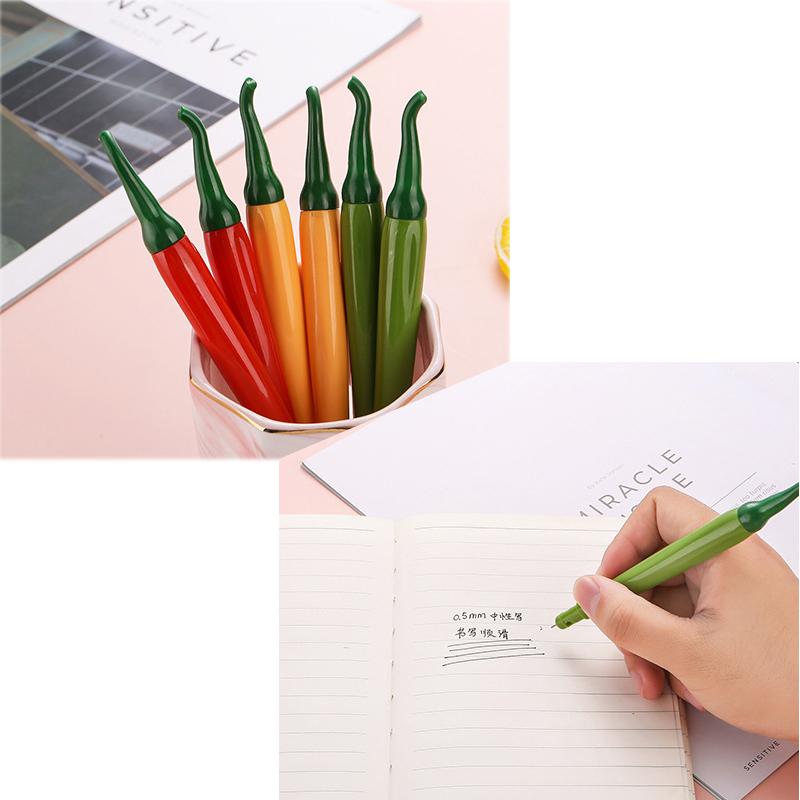 10pcs Creative Simulation Chili Pepper Gel Pen Set - 0.5mm Black Ink, Cute Fruit Shape Office Supply
