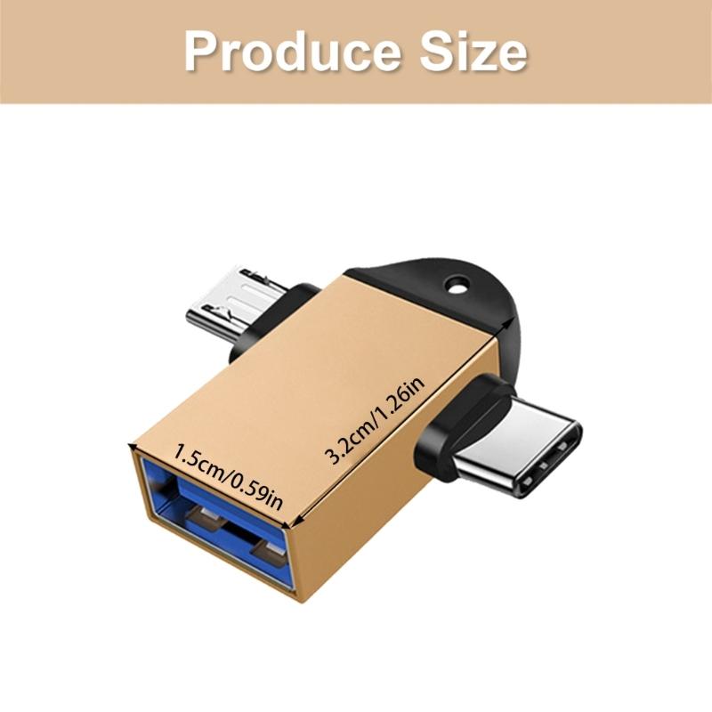 USB 3.0 to Type C and Small USB OTG Adapters Aluminum Type C Converter Pocket Size Adapters for Smartphones Tablets