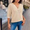 Nuovo Abbigliamento da Donna Casual a Maglia Traforata con Scollo a V per Primavera ed Estate a Maniche Corte