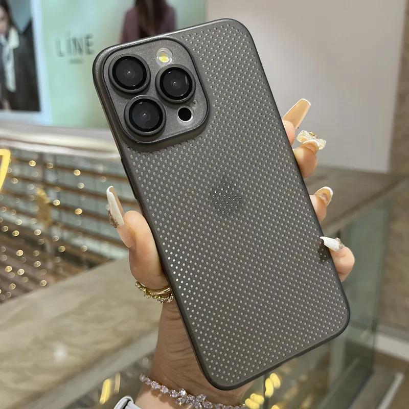 Heat Dissipation Breathable Cooling Case For iPhone 16 15 14 13 12 11 Pro Max Plus Ultra Thin Matte Mesh Hollow Slim Hard Cover