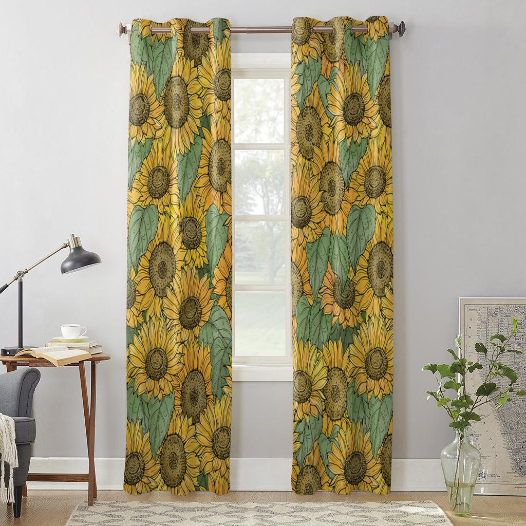 Pflanze Blume Sonnenblume Luxus Fenster Vorhang für Wohnzimmer Schlafzimmer Heimdeko Küche für Fenster Vorhänge