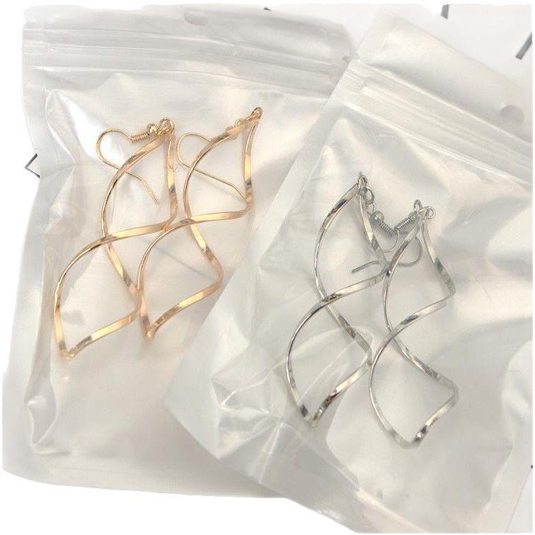 European & American Minimalist Spiral Curve Stud Earrings - Wave Drop Design for Women