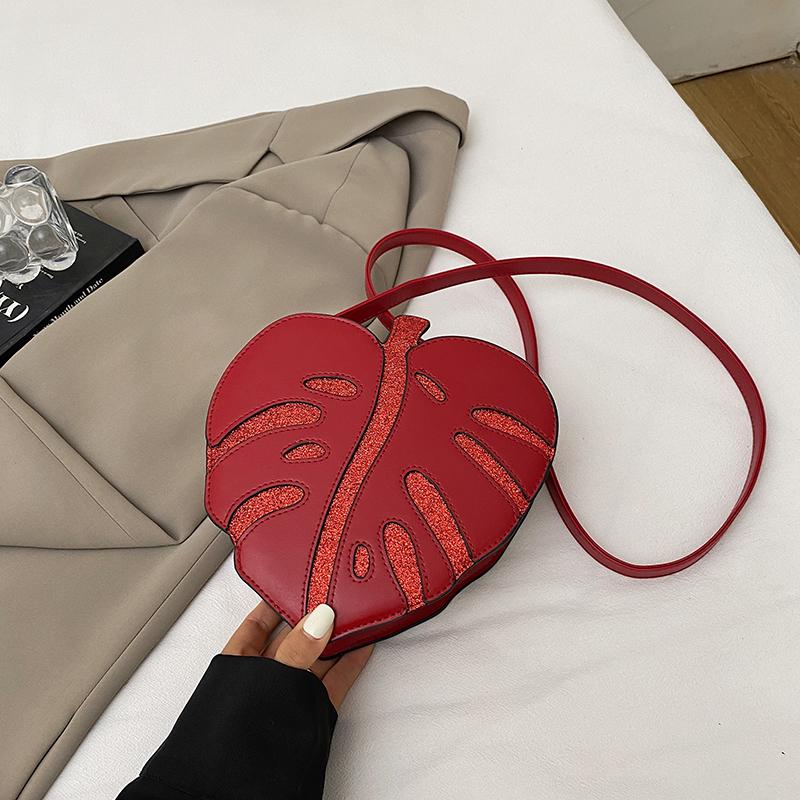 Neuankunft Neuheit Pflanzenblatt-Form Geldbörse Cartoon Niedlich Einzigartig Einzelne Schulter Crossbody-Taschen Damen Kleine Leder Handytasche