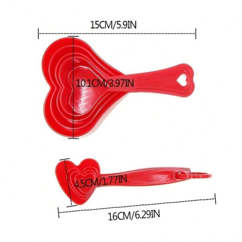 4pcs Set Measuring Cups And Spoon Set Small Heart-Shaped Baking Kitchen Tool Baking Spoon Measuring Cup Tool