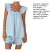 Womens Pajamas Set 2 Piece Ruffle Trim Tank Top And Shorts Sleepwear Set Summer Sleeveless Cami Loung Set