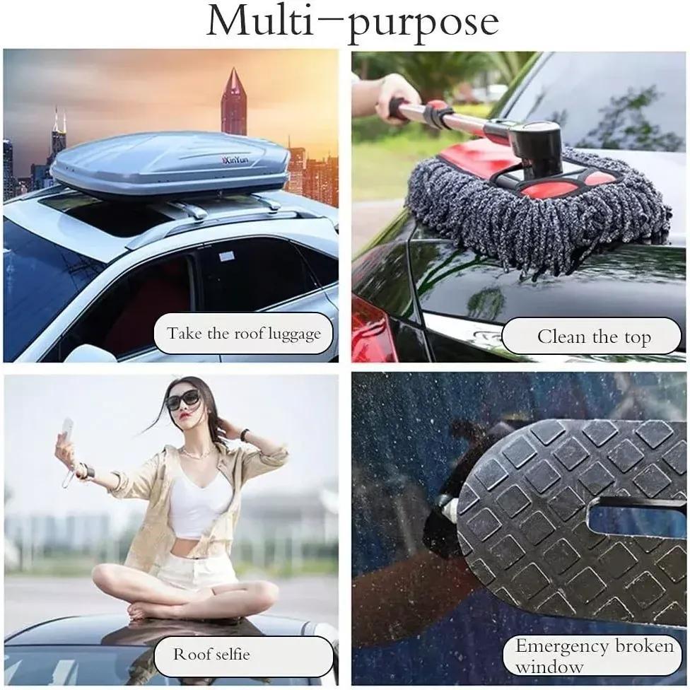 2-in-1 Car Door Step Pedal with Safety Hammer – Universal Folding Foot Peg for Easy Roof Access