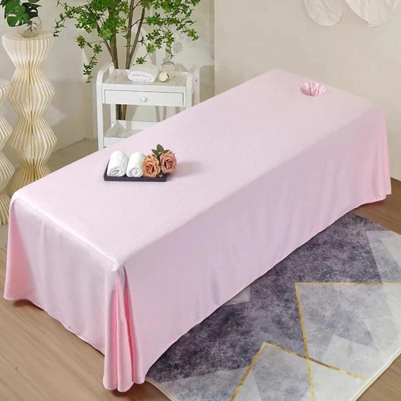Solid Color Beauty Salon Massage Table Bed Sheet Hole Thick Therapy Bedsheet Physiotherapy Spa Clubhouse Massage Bed Sheet