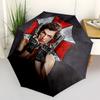 1ks Deštník Resident Evil s automatickým otevíráním/zavíráním, pohodlný třídílný design, 8 železných žeber - pro venkovní denní použití, cestování A05