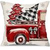 Christmas Decoration Pillow Cover Christmas Car Christmas Tree Pattern Cushion Cover Suitable for Home Living Room Sofa Room