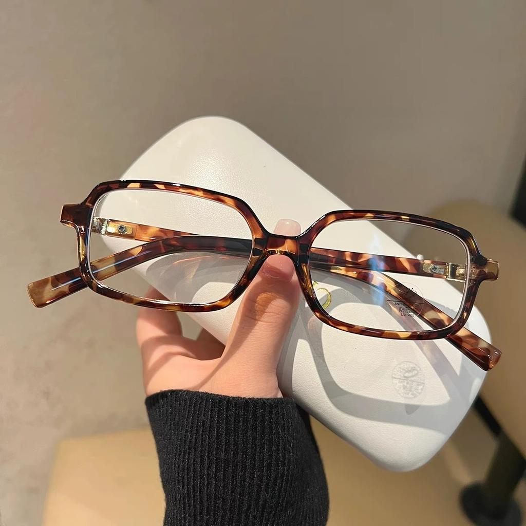 Korean Square Frame Leopard Print Glasses New Black Rectangle Frame Women Men Vintage Fashion Trends Eye Protection Eyewear