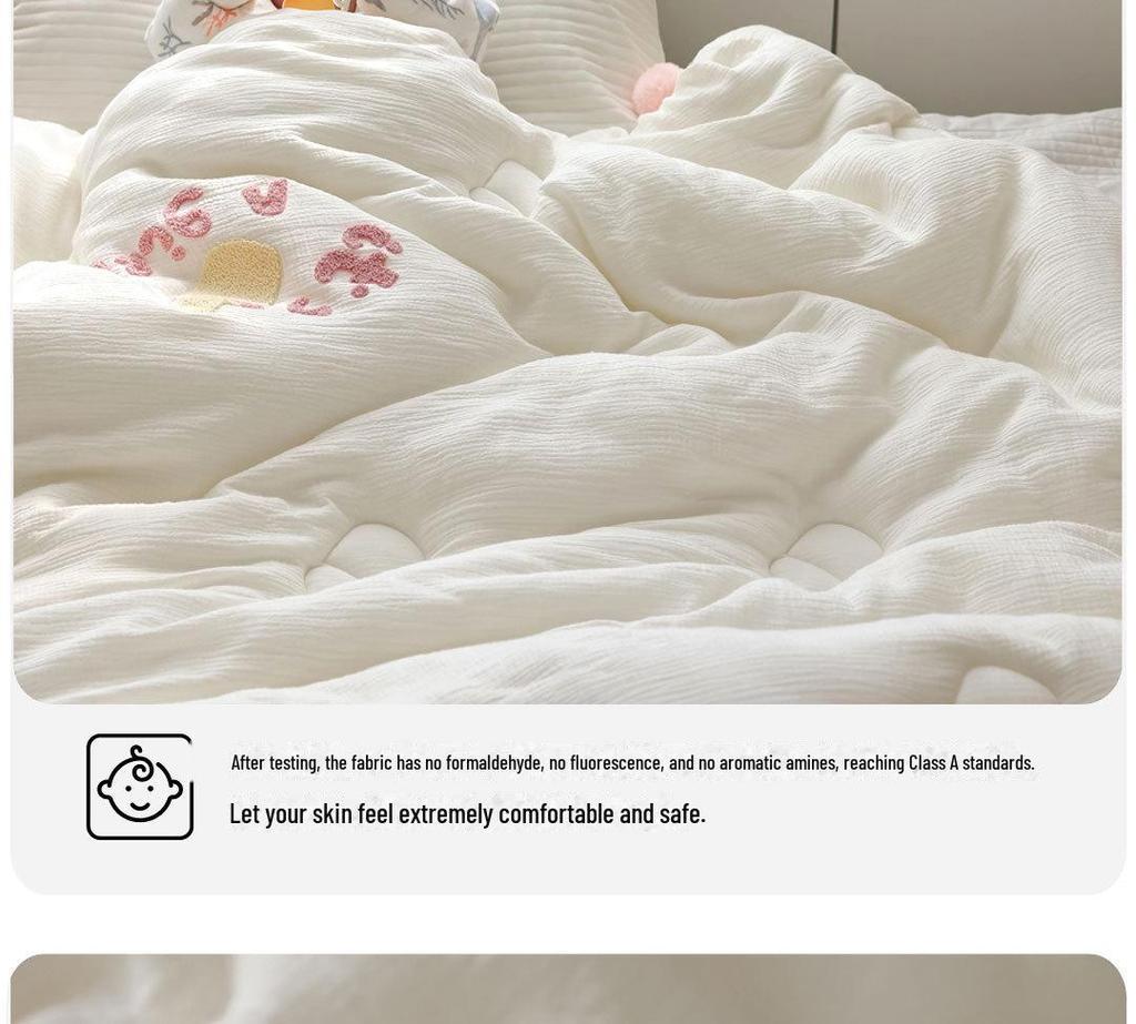 Class A Cotton Double-Layer Quilted Blanket for All Seasons - Lightweight Baby Quilt for Summer, Cozy for Spring/Autumn, Warm Winter Comforter