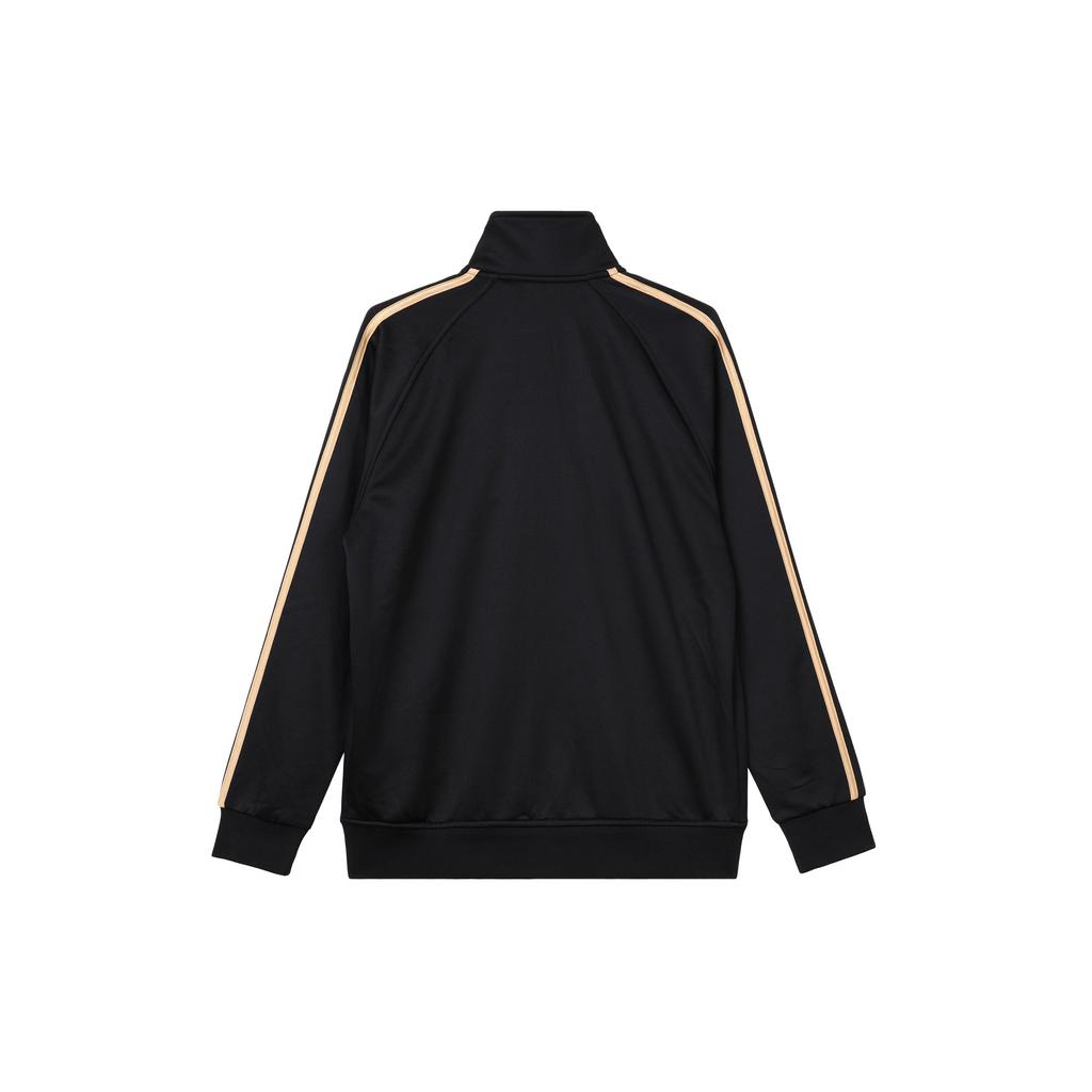 Adidas Casual Striped Logo Retro Sports Stand Collar Jacket Unisex Jacket Black Gold TR30JR-BG