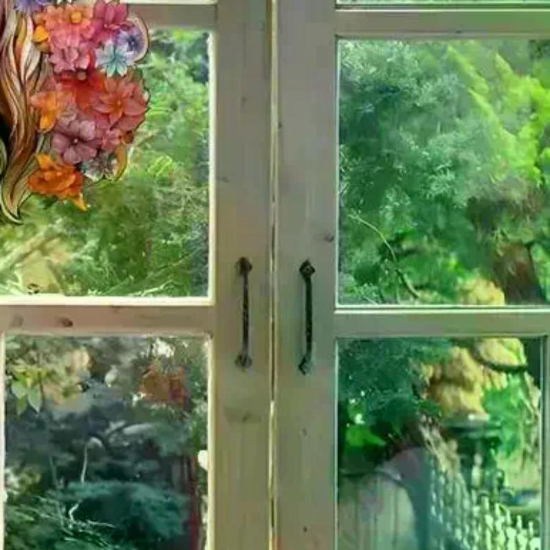 Vintage Floral Horse Christmas Hanging Ornaments Acrylic Horse Pendant Decorations For Xmas Tree Home Decor