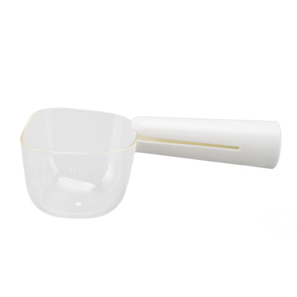 Pet Food Scoop Transparent Clear Scale Food Grade Dog Food Shovel with Clip Handle for Puppy Cat White