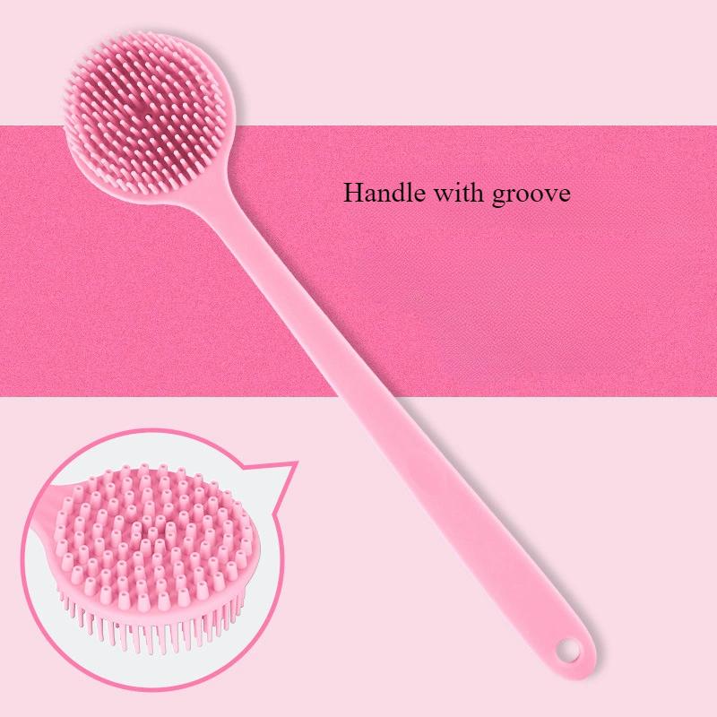 Rückenschrubber für die Dusche, weiche Bade- und Körperbürste aus Silikon mit langem Griff
