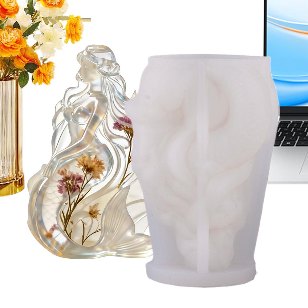 Resin Molds Mermaid Reusable Craft Supplies Table Decor Silicone Candle Molds For Resin Plaster Epoxy Soap Arts & Crafts Table