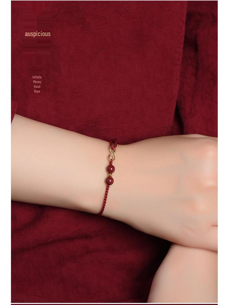 Benmingnian Cinnabar Red String Bracelet & Infinite Richness Anklet Set for Women