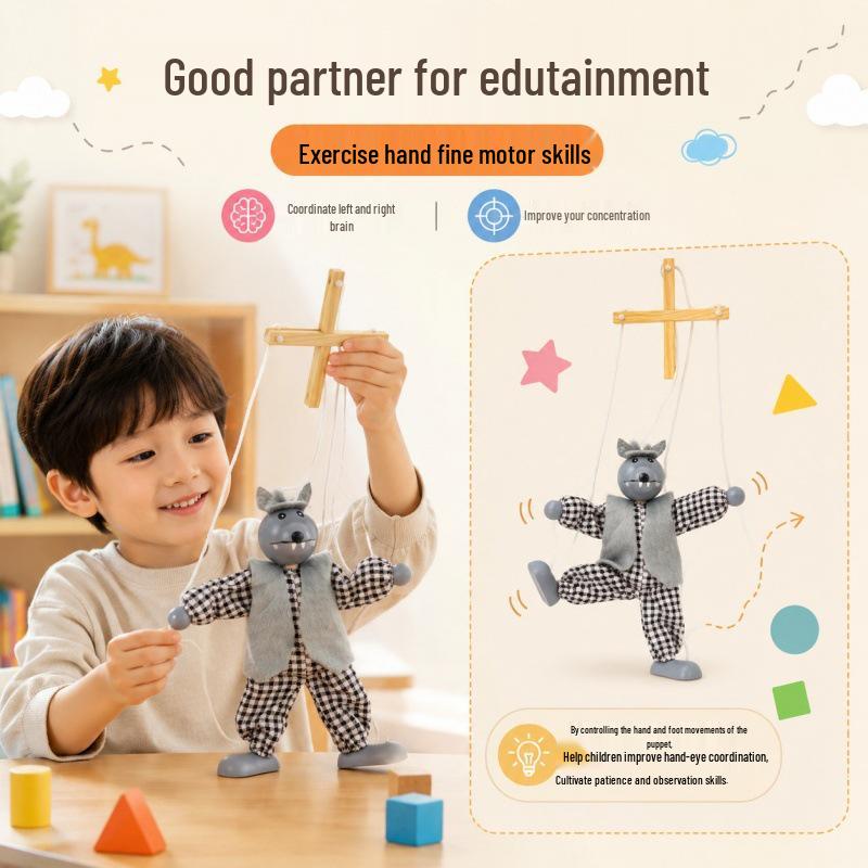 Educational Big Bad Wolf Puppet with Movable Joints for Parent-Child Storytelling Fun