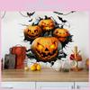 Spooky Wall Sticker Pvc Halloween Pumpkin Bat Decor For Living Room And Entryway