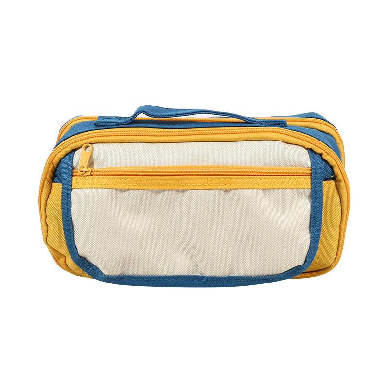 

Multi Layer Color Block Pencil Case With Magnetic Buckle Portable Oxford Fabric Pen Pouch Student School Stationery Storage жёлтый