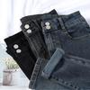 Spring and Autumn Jeans Women's Elastic Pants Show Legs Long High Waist Korean Edition Nine-Point Pants Women's Pants Bodycon-inspired Casual Jeans
