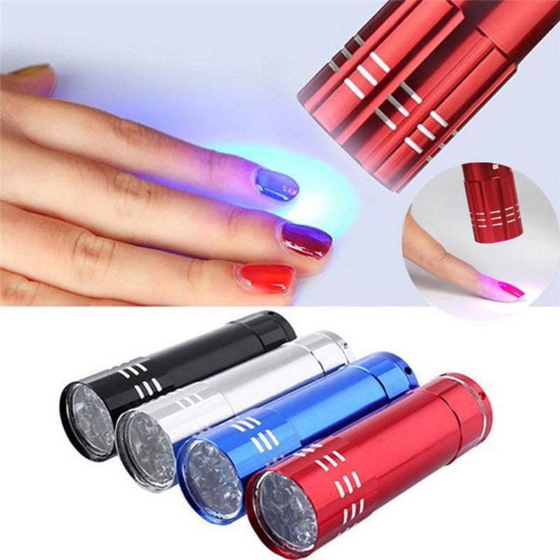 1 Pcs Nail Dryer 9 LED Lights Flashlight UV Lamp Portable Fake Money Detector Lamp Multi-function Tool
